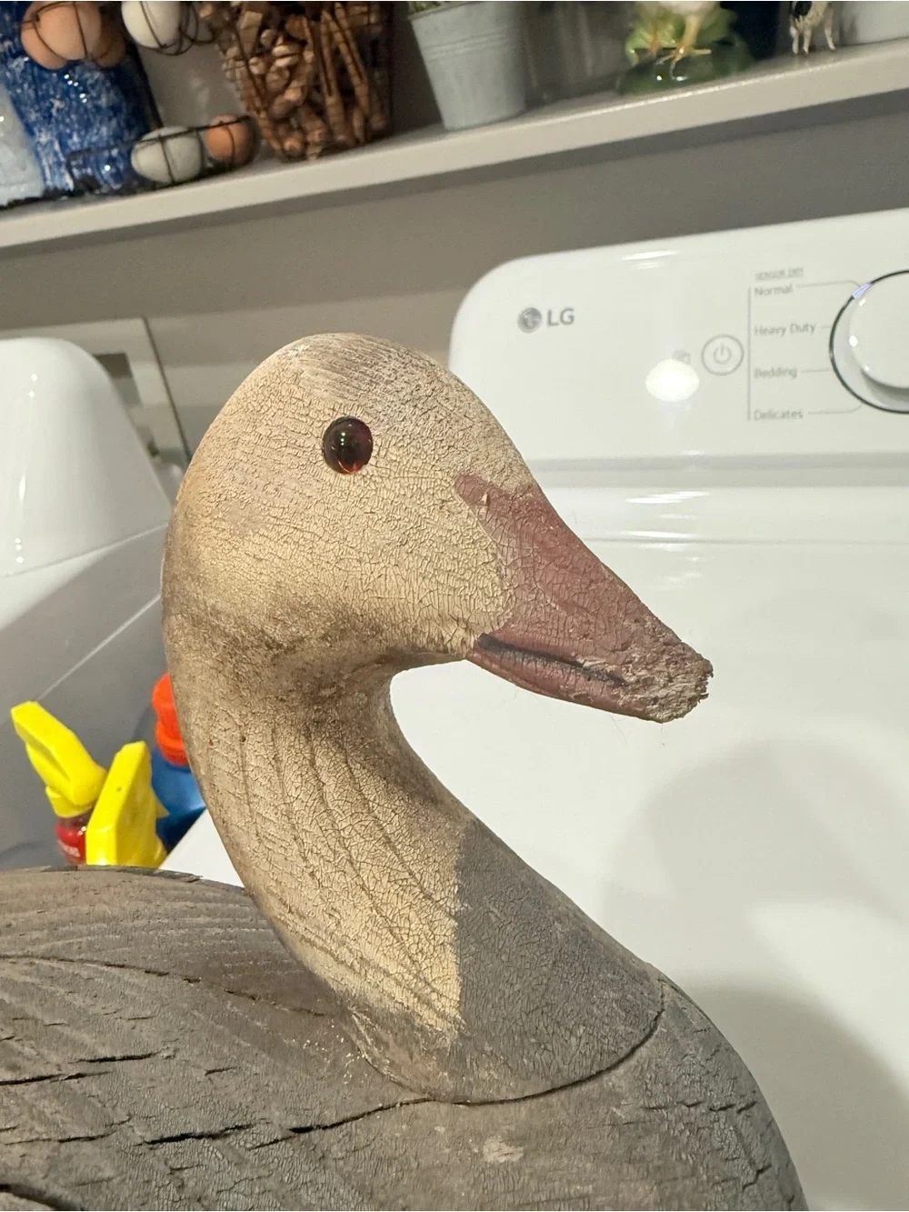 Vintage Robert Capriola Signed Wood Goose Decoy Hand Carved Folk Art